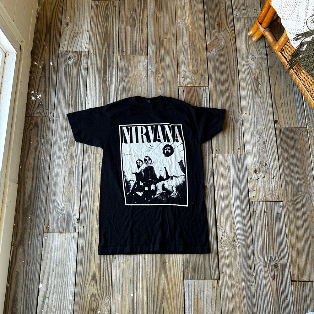 Nirvana Black Vintage Tultex Graphic T-Shirt for Men